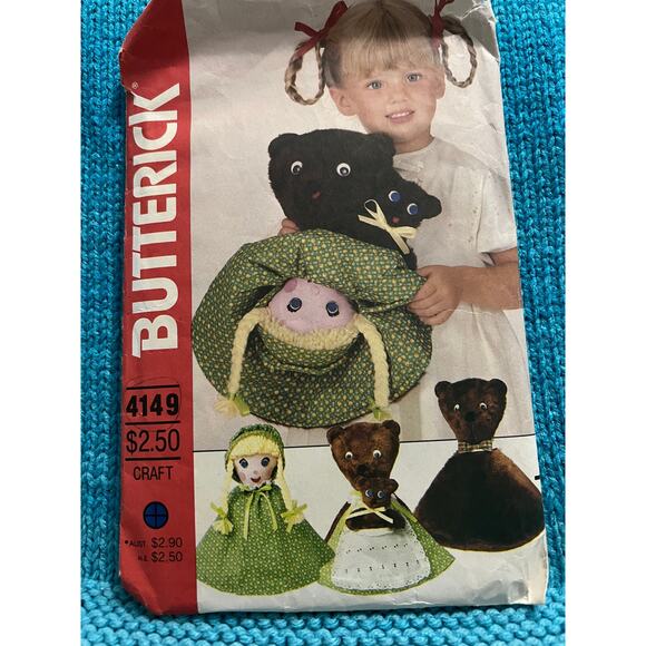 Butterick 4149 pattern reversible doll goldilocks and three bears - Picture 1 of 5